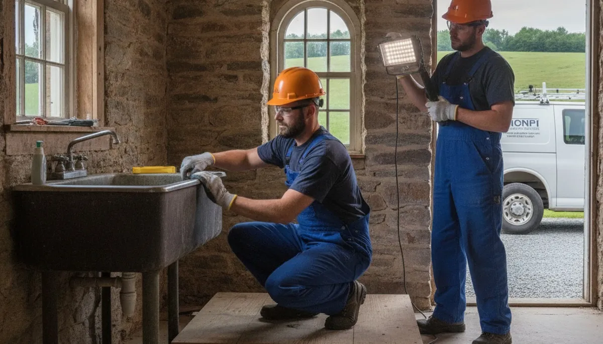 Lancaster, PA plumber repairing a leaking pipe for residential plumbing service