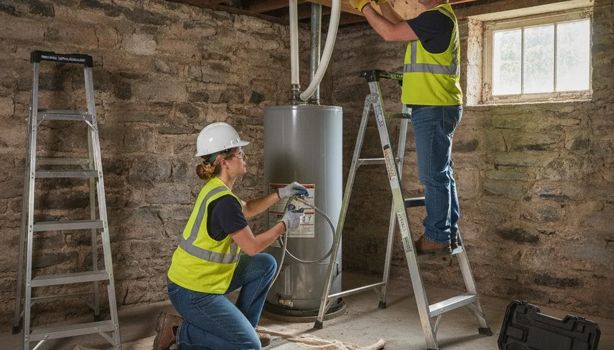 Lancaster, PA plumber repairing a residential pipe for plumbing service needs