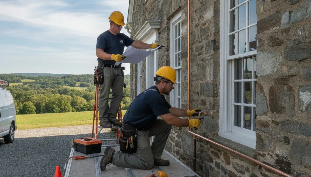 Plumber repairing a leak in Lancaster, PA for residential plumbing service