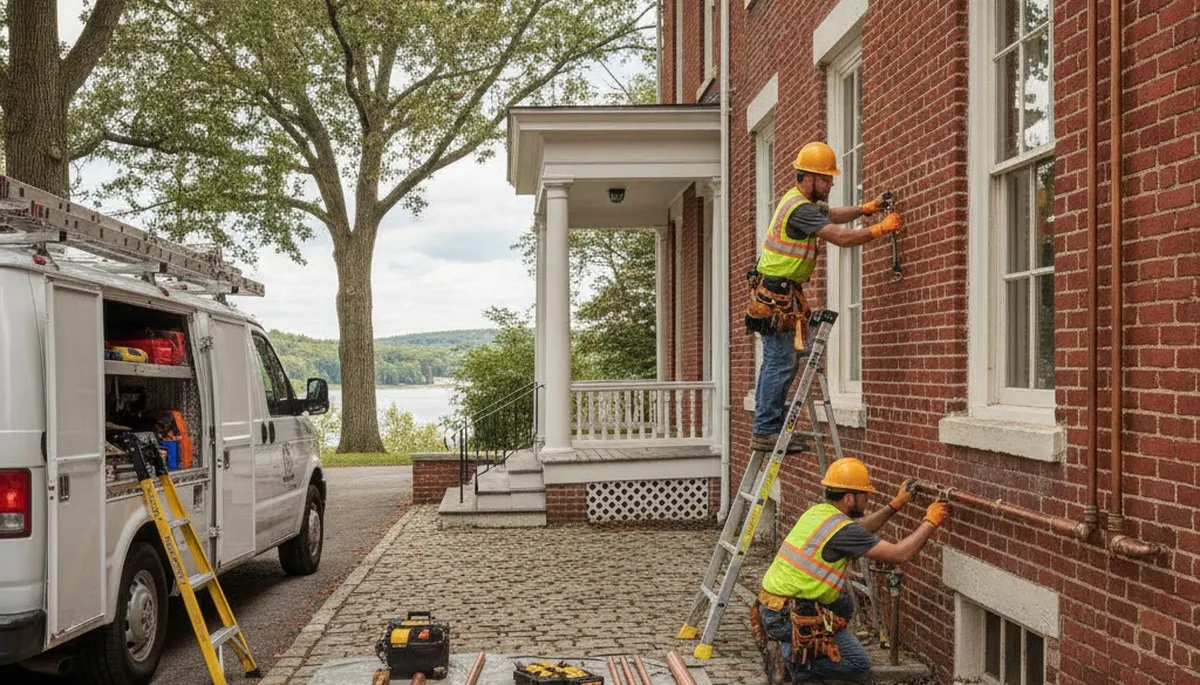 Lancaster, PA plumber repairing a residential pipe for plumbing service